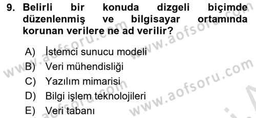 Kurumsal Kaynak Planlama Sistemleri Dersi 2022 - 2023 Yılı (Vize) Ara Sınav Soruları 9. Soru