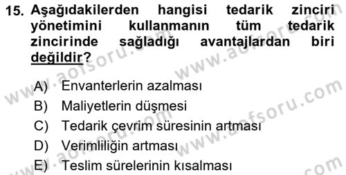 Kurumsal Kaynak Planlama Sistemleri Dersi 2022 - 2023 Yılı (Final) Dönem Sonu Sınav Soruları 15. Soru