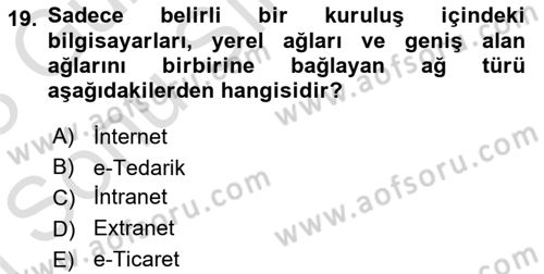 Kurumsal Kaynak Planlama Sistemleri Dersi 2022 - 2023 Yılı (Final) Dönem Sonu Sınav Soruları 19. Soru