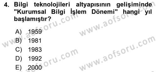 Kurumsal Kaynak Planlama Sistemleri Dersi 2022 - 2023 Yılı (Final) Dönem Sonu Sınav Soruları 4. Soru