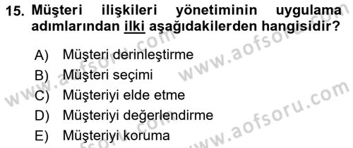 Kurumsal Kaynak Planlama Sistemleri Dersi 2022 - 2023 Yılı Yaz Okulu Sınav Soruları 15. Soru