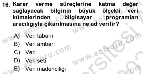 Kurumsal Kaynak Planlama Sistemleri Dersi 2022 - 2023 Yılı Yaz Okulu Sınav Soruları 16. Soru