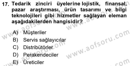 Kurumsal Kaynak Planlama Sistemleri Dersi 2022 - 2023 Yılı Yaz Okulu Sınav Soruları 17. Soru
