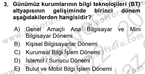 Kurumsal Kaynak Planlama Sistemleri Dersi 2022 - 2023 Yılı Yaz Okulu Sınav Soruları 3. Soru
