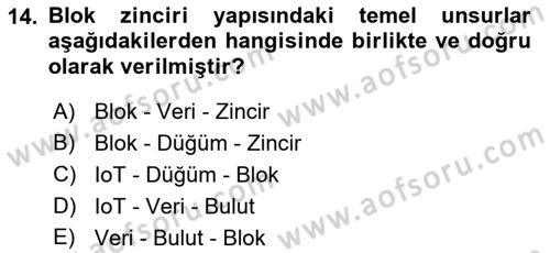 Kurumsal Kaynak Planlama Sistemleri Dersi 2023 - 2024 Yılı (Final) Dönem Sonu Sınavı 14. Soru