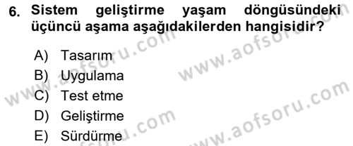 Kurumsal Kaynak Planlama Sistemleri Dersi 2023 - 2024 Yılı (Final) Dönem Sonu Sınav Soruları 6. Soru