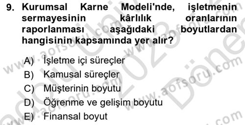 Kurumsal Kaynak Planlama Sistemleri Dersi 2023 - 2024 Yılı (Final) Dönem Sonu Sınav Soruları 9. Soru