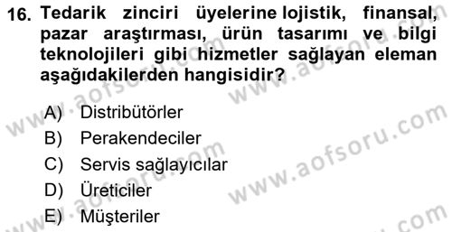 Kurumsal Kaynak Planlama Sistemleri Dersi 2023 - 2024 Yılı Yaz Okulu Sınav Soruları 16. Soru