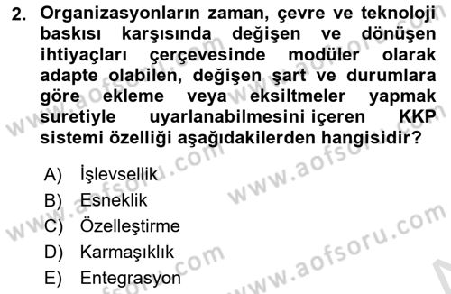 Kurumsal Kaynak Planlama Sistemleri Dersi 2024 - 2025 Yılı (Vize) Ara Sınavı 2. Soru