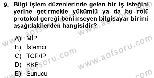 Kurumsal Kaynak Planlama Sistemleri Dersi 2024 - 2025 Yılı (Vize) Ara Sınavı 9. Soru