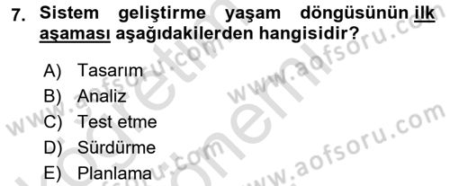Kurumsal Kaynak Planlama Sistemleri Dersi 2024 - 2025 Yılı (Final) Dönem Sonu Sınav Soruları 7. Soru