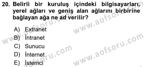 Kurumsal Kaynak Planlama Sistemleri Dersi 2024 - 2025 Yılı Yaz Okulu Sınav Soruları 20. Soru