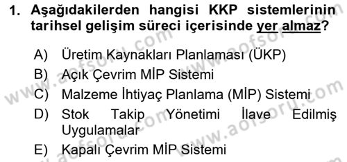 Kurumsal Kaynak Planlama Sistemleri Dersi 2025 - 2026 Yılı (Vize) Ara Sınav Soruları 1. Soru