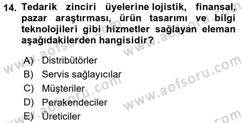 Kurumsal Kaynak Planlama Sistemleri Dersi 2025 - 2026 Yılı (Final) Dönem Sonu Sınav Soruları 14. Soru