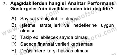 Kurumsal Kaynak Planlama Sistemleri Dersi 2025 - 2026 Yılı (Final) Dönem Sonu Sınav Soruları 7. Soru