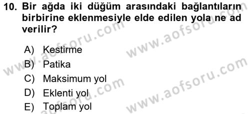 Sosyal Ağ Analizi Dersi 2016 - 2017 Yılı (Vize) Ara Sınav Soruları 10. Soru