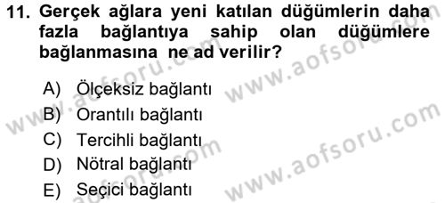 Sosyal Ağ Analizi Dersi 2016 - 2017 Yılı (Vize) Ara Sınav Soruları 11. Soru