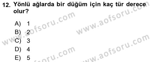 Sosyal Ağ Analizi Dersi 2016 - 2017 Yılı (Final) Dönem Sonu Sınav Soruları 12. Soru