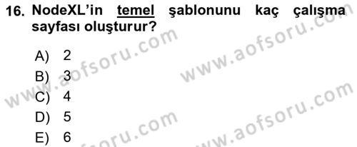 Sosyal Ağ Analizi Dersi 2016 - 2017 Yılı (Final) Dönem Sonu Sınav Soruları 16. Soru