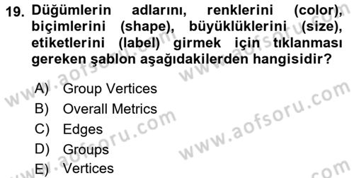 Sosyal Ağ Analizi Dersi 2016 - 2017 Yılı (Final) Dönem Sonu Sınav Soruları 19. Soru