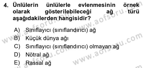 Sosyal Ağ Analizi Dersi 2016 - 2017 Yılı (Final) Dönem Sonu Sınav Soruları 4. Soru