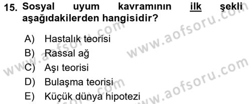Sosyal Ağ Analizi Dersi 2017 - 2018 Yılı 3 Ders Sınav Soruları 15. Soru