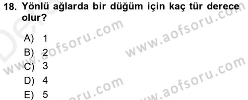 Sosyal Ağ Analizi Dersi 2017 - 2018 Yılı 3 Ders Sınav Soruları 18. Soru