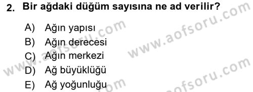 Sosyal Ağ Analizi Dersi 2017 - 2018 Yılı 3 Ders Sınav Soruları 2. Soru