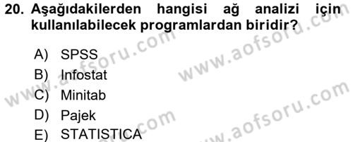 Sosyal Ağ Analizi Dersi 2017 - 2018 Yılı 3 Ders Sınav Soruları 20. Soru