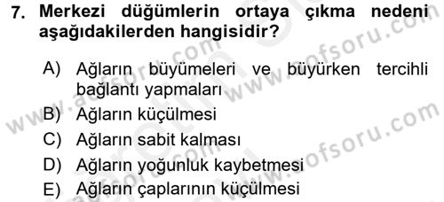 Sosyal Ağ Analizi Dersi 2017 - 2018 Yılı 3 Ders Sınav Soruları 7. Soru