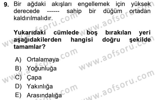 Sosyal Ağ Analizi Dersi 2017 - 2018 Yılı 3 Ders Sınav Soruları 9. Soru