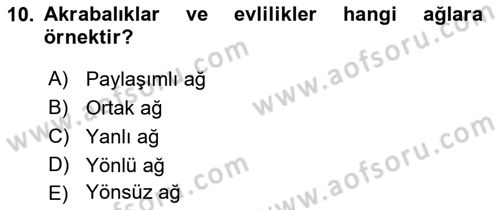Sosyal Ağ Analizi Dersi 2017 - 2018 Yılı (Vize) Ara Sınav Soruları 10. Soru