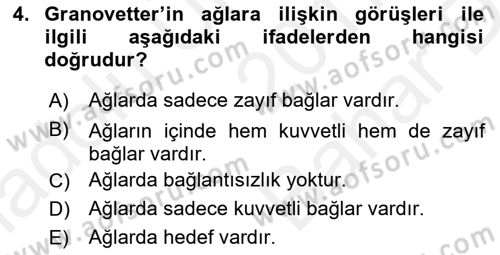 Sosyal Ağ Analizi Dersi 2017 - 2018 Yılı (Vize) Ara Sınav Soruları 4. Soru