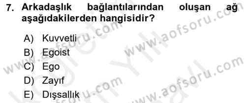 Sosyal Ağ Analizi Dersi 2017 - 2018 Yılı (Vize) Ara Sınav Soruları 7. Soru