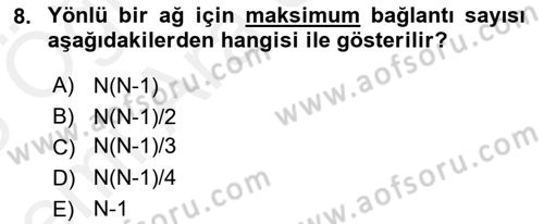 Sosyal Ağ Analizi Dersi 2017 - 2018 Yılı (Vize) Ara Sınav Soruları 8. Soru