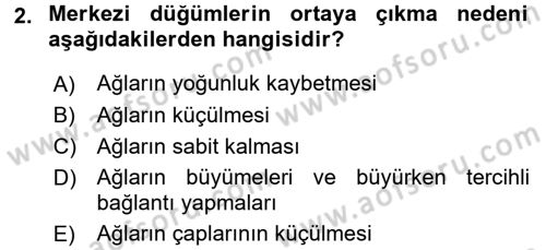 Sosyal Ağ Analizi Dersi 2017 - 2018 Yılı (Final) Dönem Sonu Sınav Soruları 2. Soru