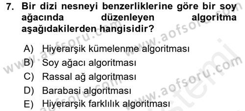 Sosyal Ağ Analizi Dersi 2017 - 2018 Yılı (Final) Dönem Sonu Sınav Soruları 7. Soru