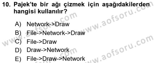 Sosyal Ağ Analizi Dersi 2018 - 2019 Yılı 3 Ders Sınav Soruları 10. Soru