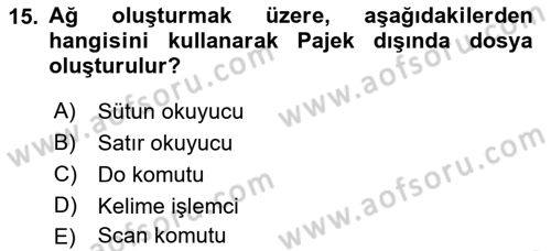 Sosyal Ağ Analizi Dersi 2018 - 2019 Yılı 3 Ders Sınavı 15. Soru