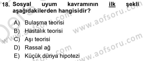 Sosyal Ağ Analizi Dersi 2018 - 2019 Yılı 3 Ders Sınav Soruları 18. Soru