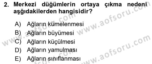 Sosyal Ağ Analizi Dersi 2018 - 2019 Yılı 3 Ders Sınav Soruları 2. Soru