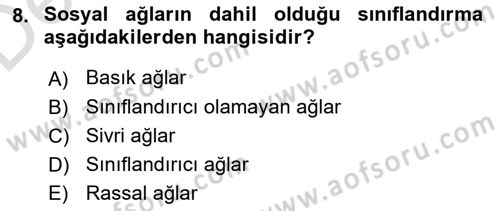 Sosyal Ağ Analizi Dersi 2018 - 2019 Yılı 3 Ders Sınav Soruları 8. Soru
