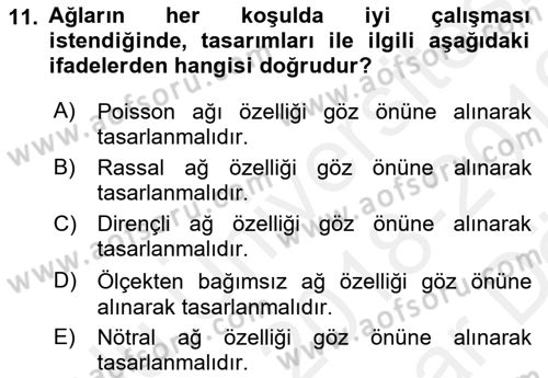 Sosyal Ağ Analizi Dersi 2018 - 2019 Yılı (Vize) Ara Sınav Soruları 11. Soru
