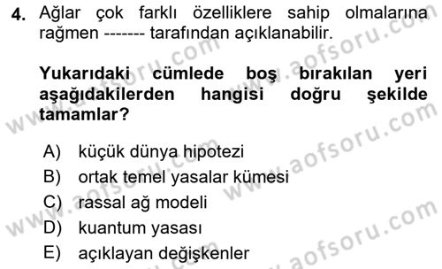Sosyal Ağ Analizi Dersi 2018 - 2019 Yılı (Vize) Ara Sınav Soruları 4. Soru