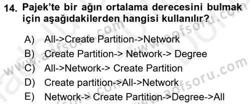 Sosyal Ağ Analizi Dersi 2018 - 2019 Yılı (Final) Dönem Sonu Sınav Soruları 14. Soru