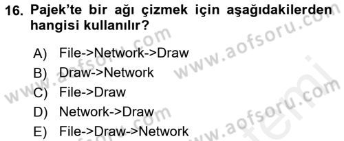 Sosyal Ağ Analizi Dersi 2018 - 2019 Yılı (Final) Dönem Sonu Sınav Soruları 16. Soru