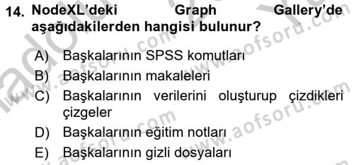 Sosyal Ağ Analizi Dersi 2018 - 2019 Yılı Yaz Okulu Sınavı 14. Soru