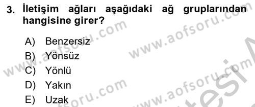 Sosyal Ağ Analizi Dersi 2018 - 2019 Yılı Yaz Okulu Sınavı 3. Soru