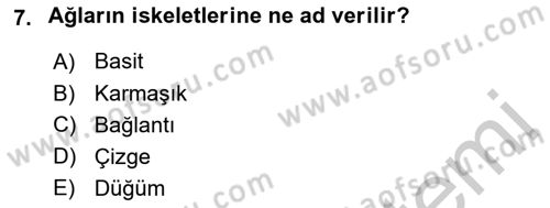 Sosyal Ağ Analizi Dersi 2018 - 2019 Yılı Yaz Okulu Sınavı 7. Soru