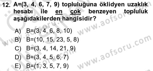 Sosyal Ağ Analizi Dersi 2020 - 2021 Yılı Yaz Okulu Sınav Soruları 12. Soru